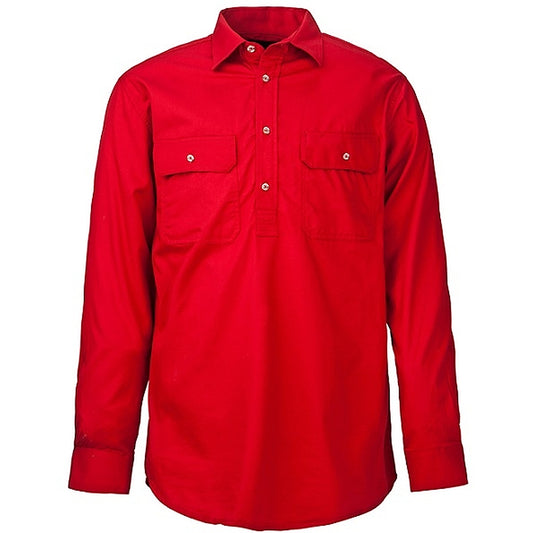 Kids Pilbara Closed Front L/S Shirt Red