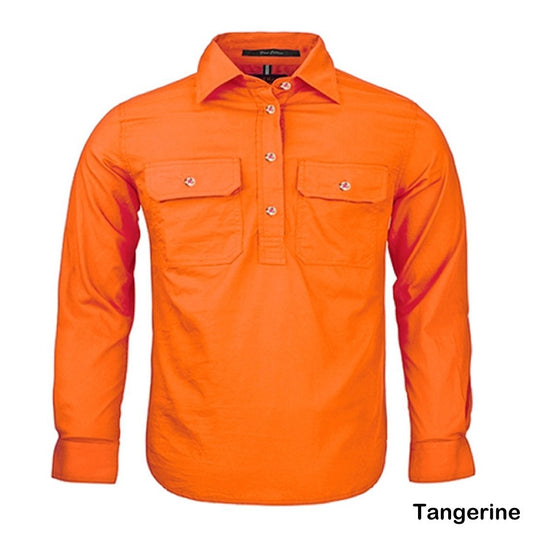 Kids Pilbara Closed Front L/S Shirt Tangerine