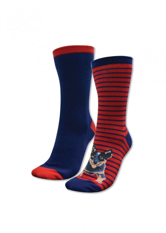 Kids Homestead Socks Twin Packs Navy/Red